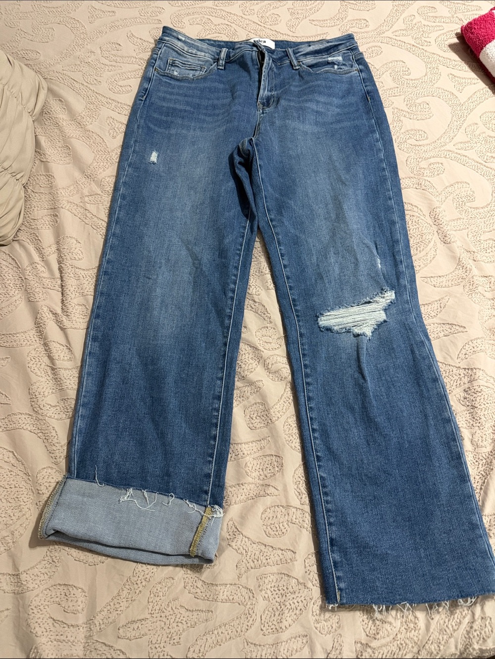 Mica - Women’s Cropped Distressed Wide-Leg Jeans - NWT - 31